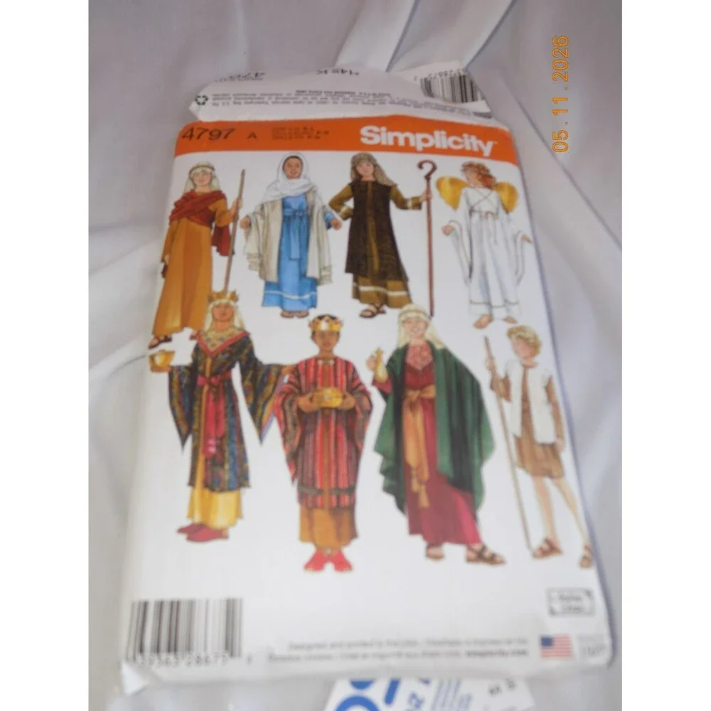 Simplicity Sewing Pattern 4797 Nativity Costumes Boys & Girls S-L Uncut